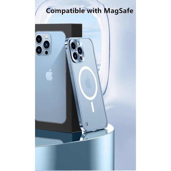 Case För Iphone 14 Pro Max Case Kompatibel med Magsafe Metall Aluminiumlegering Stötfångare Matt Genomskinlig cover med kameralinsskydd A