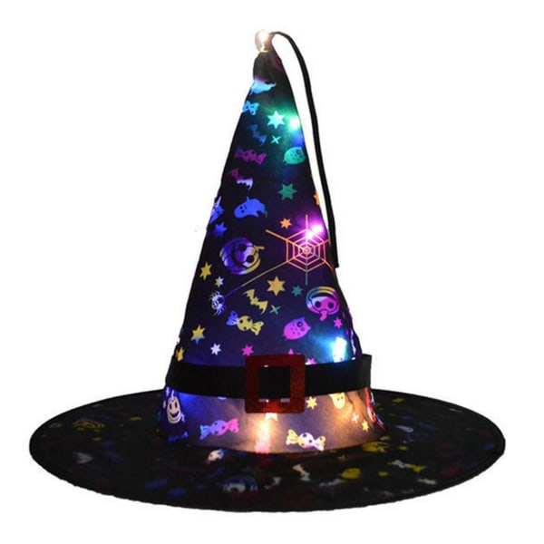 Halloween-hattu riippuva valaistu LED-hattu Halloween-koristeet hehkuvat noitahattuvalot ulkokäyttöön, pihalle, puuhun (musta)
