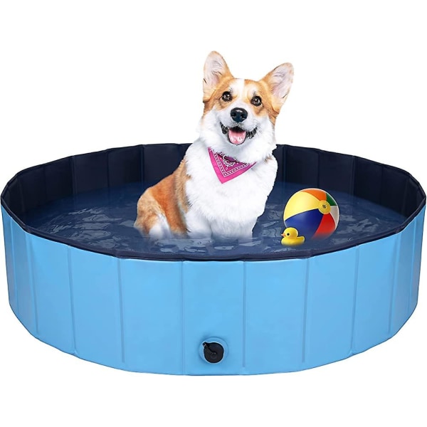 120 X 30 Cm Paddling Pool For Dogs, Sturdy Hard Pvc, Foldable Bath Tub For Medium Or Large