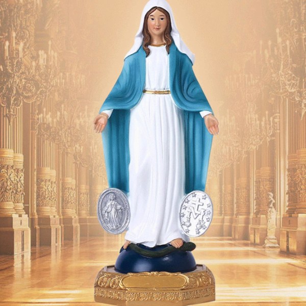 Välsignade Jungfru Maria statyett Delikat utförande med färg för hembordsdekorationer