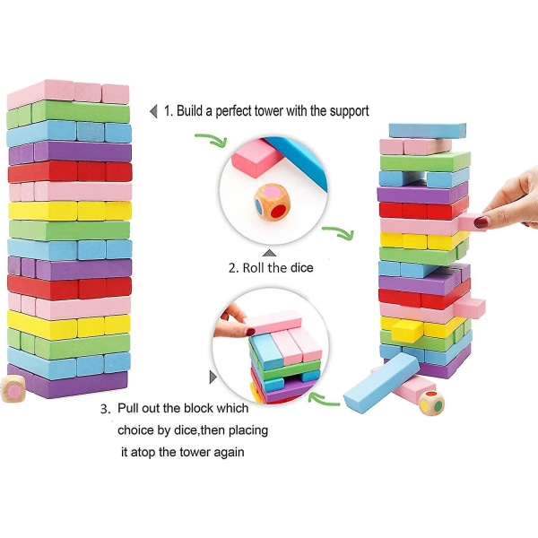 Træstable brætspil byggeklodser til børn drenge piger- 48 stykker bedste gave
