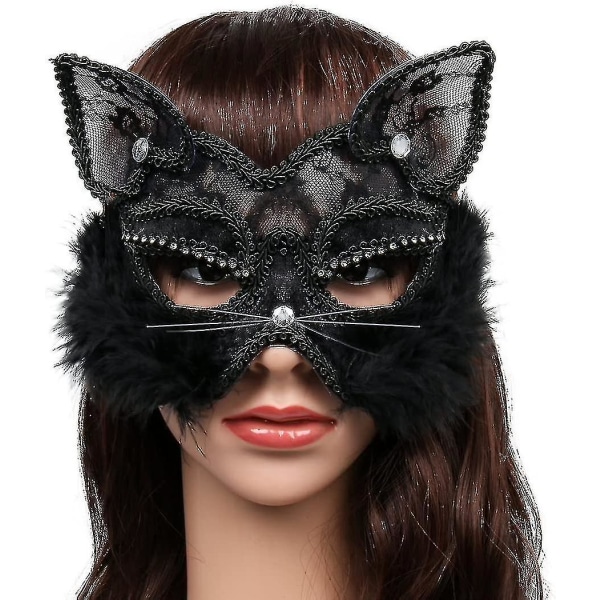 Sexy blonder maskerade maske kvinnelig katte maske venetiansk maske til festkjolefest Halloween jul karneval gudinne