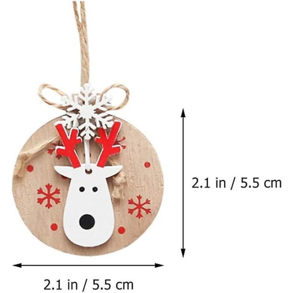 Set med 4 julgransprydnader i trä Hjärtformade eller klockformade träskivor för jul- eller festivaldekoration (röd)