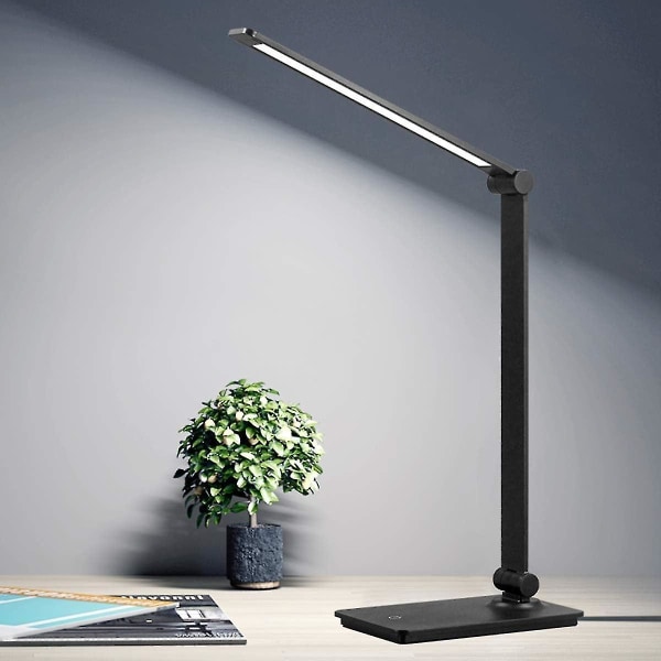 LED skrivebordslampe, dimmebar kontorlampe med justerbar arm, sammenleggbar bordlampe for bord soverom B