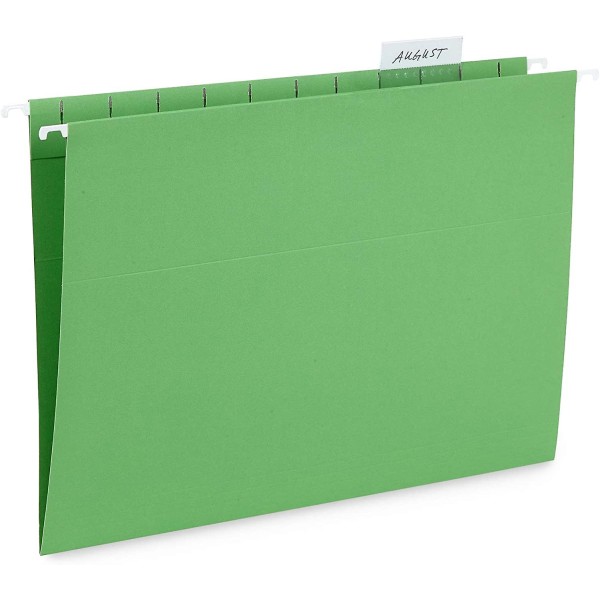 Hanging File Folders, 25 Reinforced Hang Folders, Designed For Home And Office Color Coded File Organization, Letter Size, Green, 25 Pack