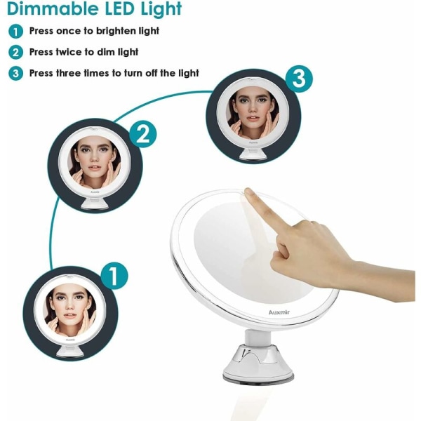 LED sminkspegel med belysning och 10x förstoring