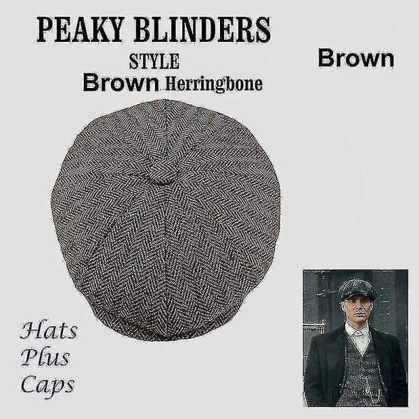 Ny herremote Peaky blinders lue Herre Newsboy-lue ullblanding fiskebein tweed vinterlue varm (svart)