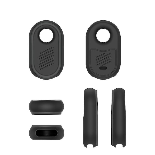 2 stk silikonbeskyttelsesveske til Samsung Galaxy Smart Tag 2 med nøkkelring, for barn, lommebok, nøkler, kjæledyrhalsbånd, bagasje, ryggsekker (svart)
