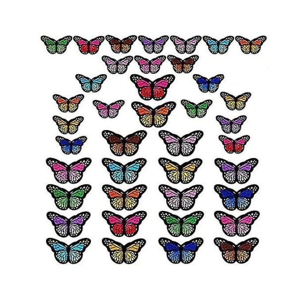 Utsökt Butterfly Applikation Broderad Applikation Clothing Patch Sticker Strykning Sömnad Lämplig för Jeans Ryggsäck (40st）