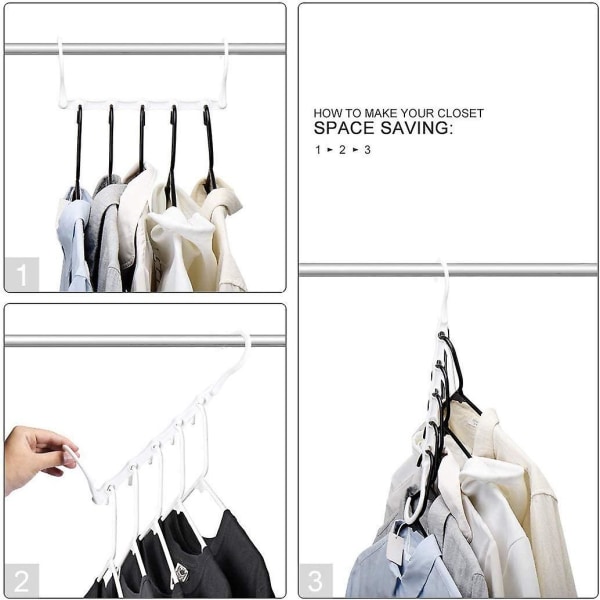Paket med 10 Magic Hangers Garderob Galgar Organizer Förvaring för kläder Platssparande i garderober Vit 38cm lång