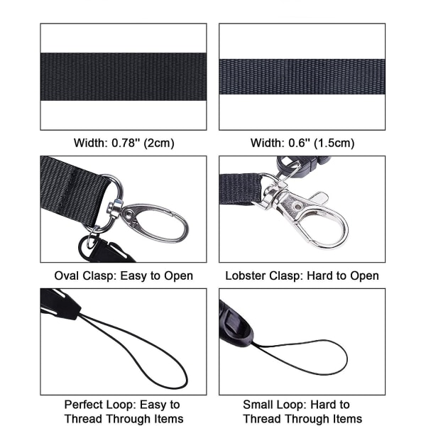 Kontorslina, 5-pack 23 tums snabbkopplingslina i polyester med halsband Nyckelring med avtagbart spänne, oval spännhake för nycklar, ID-brickor, USB, C