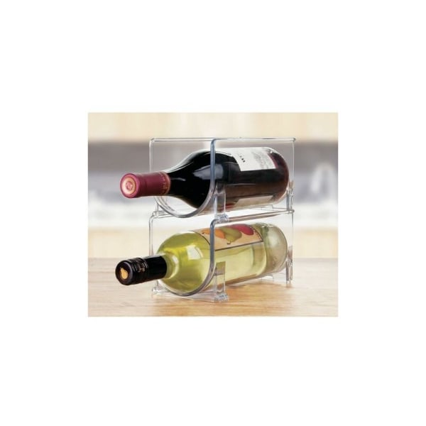 Vinställ set om 2 - Stapelbart vinställ i plast för flaskor vin, lemonad eller andra drycker - Modernt vinställ för 1 flaska - Transparent