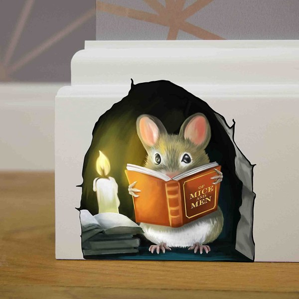 (mouse Reading Book)mouse Reading Book, Väggdekordekal, Barnrum, Klassrum, Hem, Sovrum, Bokhylla, Bokälskare, Av möss och män, Barn