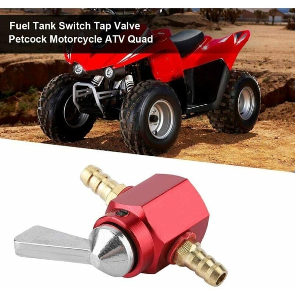 Bränslekran, 1 bensinkran Bränsletankkran för motorcykel ATV Quad bränsleventil (röd)