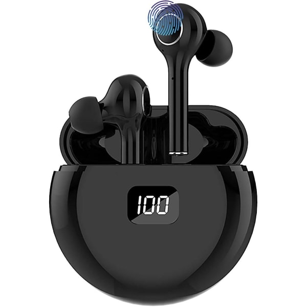 Trådløse ørepropper, bluetooth 5.0 øretelefoner Touch Control Headset med ladeveske Digital