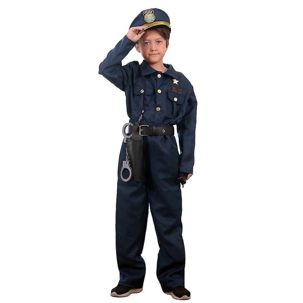 Guoguo Kids Costume Pucky Police Officer Barnas Halloween-kostyme - Kid Cop Uniform (drakt for høyde 120-135 cm)
