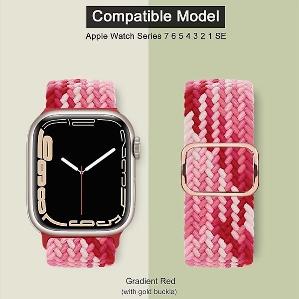 Stretchy Solo Loop Strap Kompatibel med Apple Watch Band 41mm 40mm 38mm, Justerbar Elastisk Nylonflettet Sportsarmbånd For Iwatch Serie 7 6 5 4