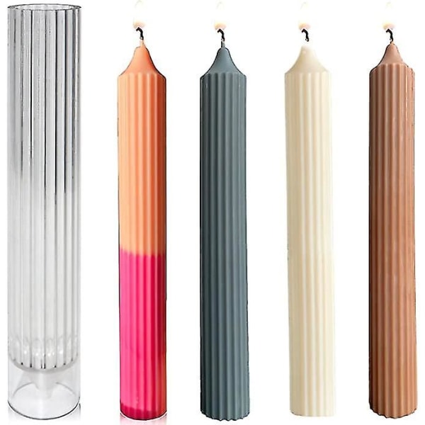 Plastsøylelysform - håndlaget lysform for soyavoksbivoks, gjør-det-selv-gave, 25,6 cm lysfremstillingssett (3,5 x 25,6 cm takket søyle)