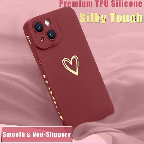Kompatibel med Iphone 14- case 6,1 tum för kvinnor flickor, söt lyxig kärlekshjärta [mjukt anti-scratch helt kameralinsskydd] Silikon Girly Shockpr