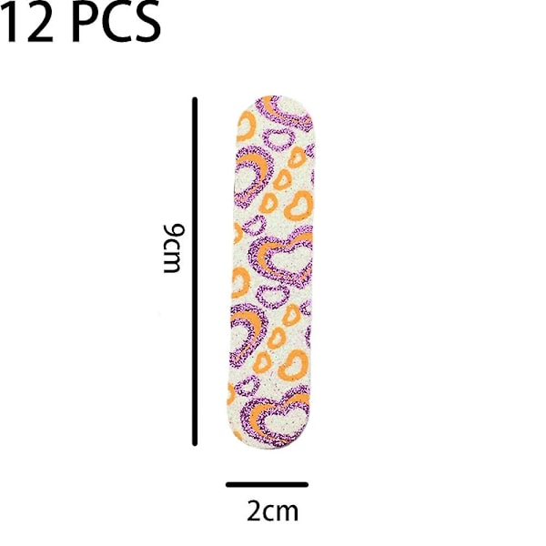 12 stk. Farverige Pige Mini Emery Neglefiler / Pedikyr Sæt