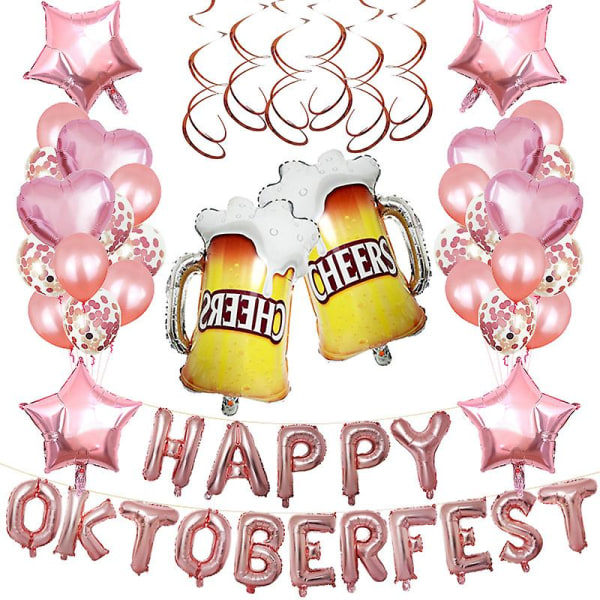 Happy Oktoberfest Letter Ilmapallo Banner Koriste Suuri viinikuppi Ilmapallot Syntymäpäiväjuhla Ilmapallot Koristeet Supplies_ai (vaaleanpunainen)