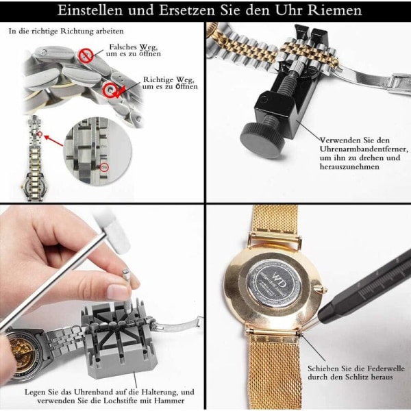 153-delar professionellt watch , justerbar storlek, case , skruvmejsel, armband, verktygssats för batteribyte för de flesta klockor