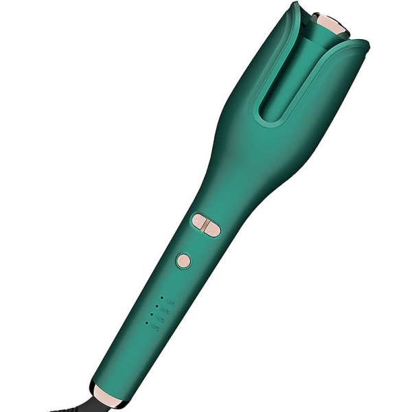 (grön) Automatisk hårrullare, curlingstav, hårrullare för långt hår, justerbar temperatur från 170-230 ℃, keramikfat, med förvaringsväska