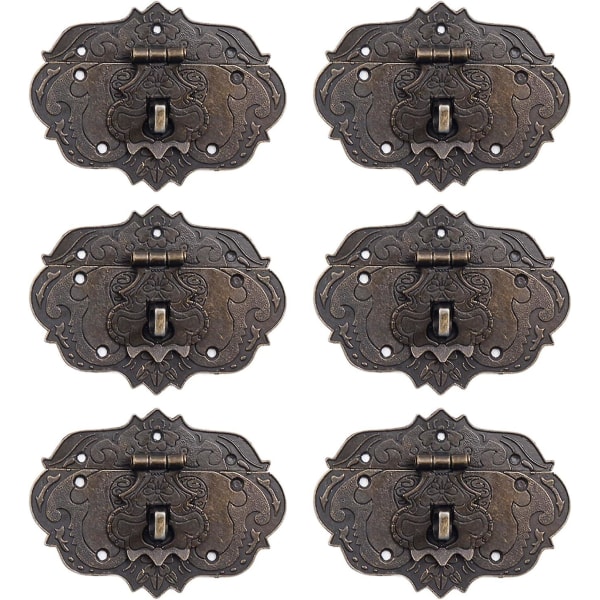 6 styks antik bronze hasp smykker trææske hasp lås til skuffeskab smykker trækasse æske antik bronze lås med skruer,76x57mm