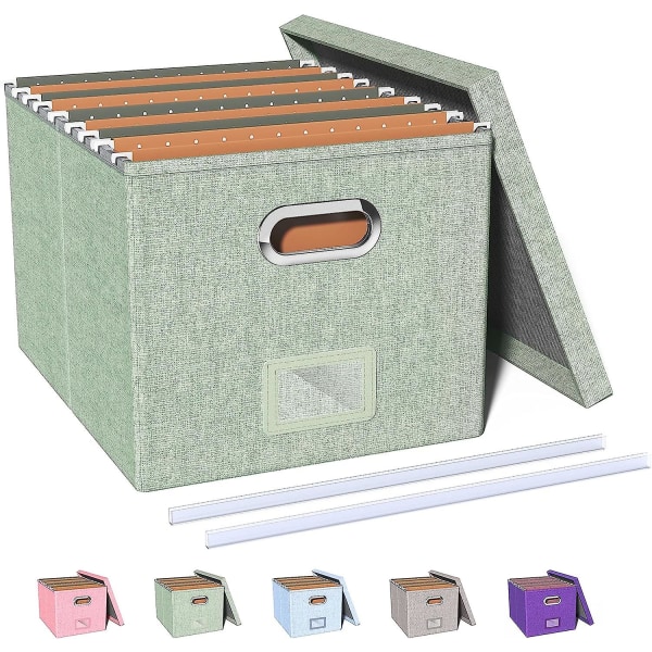 File Storage Organizer Box,filing Box,portable File Box With Lid,fit For Letter/legal File Folder Storage, Easy Slide Durable Hanging File Box For Off