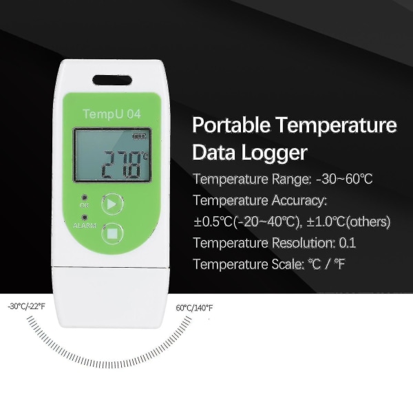 Datalogger Flerbruks Usb Temperatur Datalogger Gjenbrukbar Temp Recorder med 32 000 registreringskapasitet--