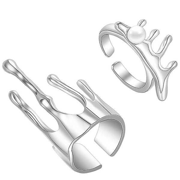 Naisten set Naisten metalliseospinoavat sormukset Naisten morsiussormussetit (hopea)