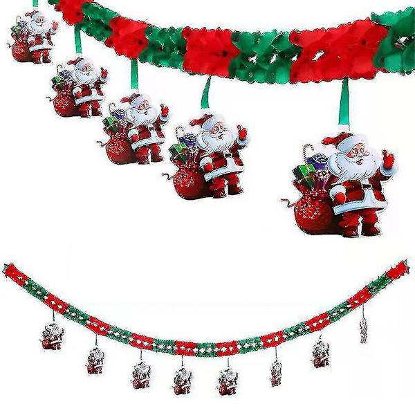 God Jul Jultomten/xmas Träd Banner Bunting Girlang Hängande Flagga Hem