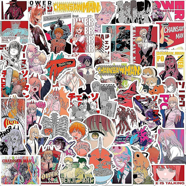 50pcs Chainsaw Man Stickers , Trendy Japanese Anime Water Bottle Stickers Decals Waterproof Vinyl Phone Skateboard Laptop Aesthetic Sticker Packs