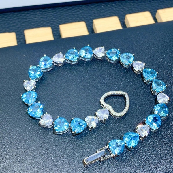 Topaz armbånd til kvindelige hav blå ædelsten armbånd mode smykker gaver