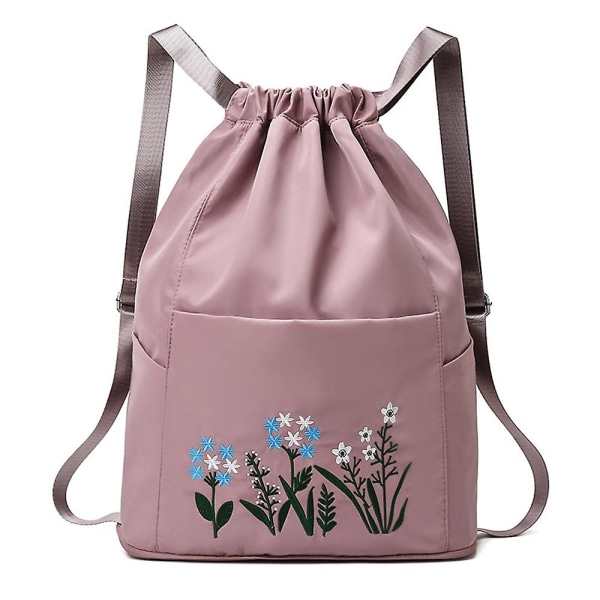 Multifunktionel fitness-rejsetaske med stor kapacitet, foldbar rygsæk med snoretræk (mørk pink)