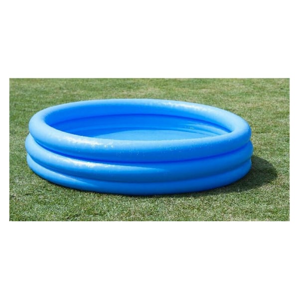 plaskdamm, 3-ring plaskdamm i blått med reparationslappar, 147x33 cm, ca. 288 liters pool