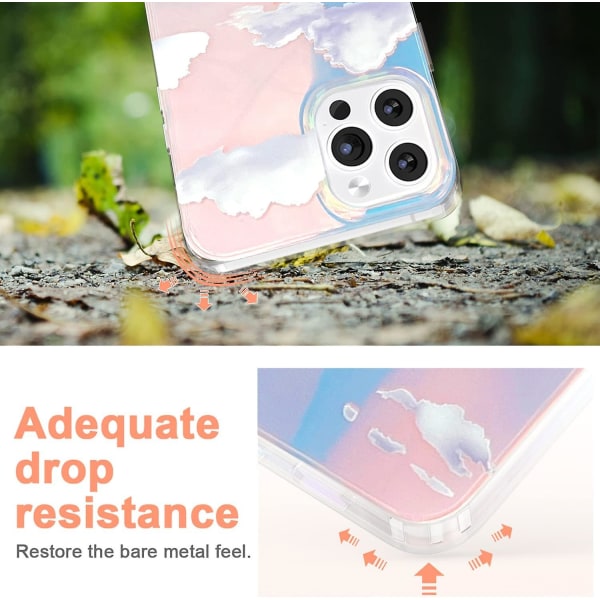 Designad för Iphone 12 Pro Max- case 6,7 tum 2020, Kvinnor Klar Färgglad Moln Estetisk Färg Himmel Söt Smal Mjuk TPU Stötsäker Bumper Protect