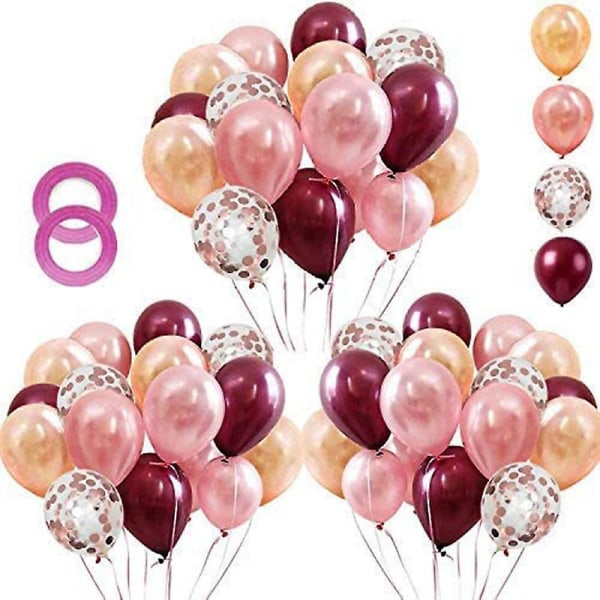62 kpl Wine Red Balloon Balloon Pack Syntymäpäivän hääjuhlakoristeita