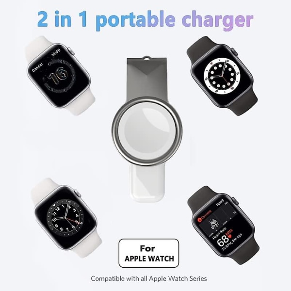 Laturi watch, USB ja USB-c 2-in-1 kannettavalle langattomalle Iwatch-laturille, Apple Watch -sarjalle 7 6 Se 5 4 3 2