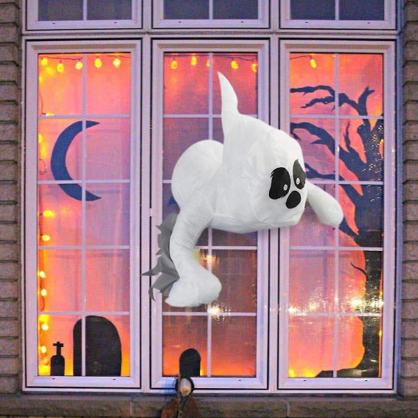 Halloween-riippuva Ghost-pehmo-nukke - luova ikkunakoristelu, korkealaatuinen flanellette + pp-puuvilla, 25 x 21 x 17 cm (valkoinen)
