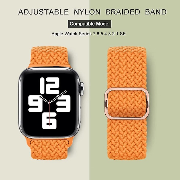 Strækbare Nylon Solo Loop Remme Kompatibel med Apple Watch Band 45mm 44mm 42mm til Kvinder Mænd, Justerbar Elastisk Flettet Rem Sport Håndledsremme til Iw