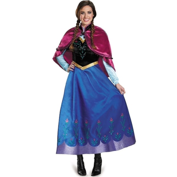 Vuxen Prinsessan Anna Costume Christmas Cos Fancy Dress Outfit-2 I(S）