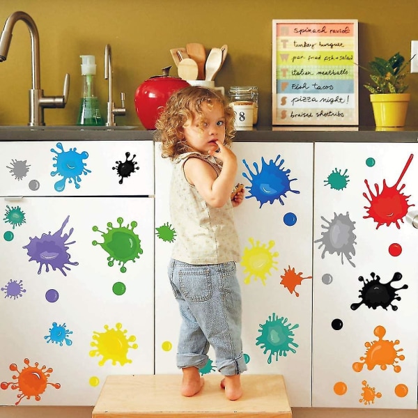 Värillinen pilkullinen seinätarra, lastenhuoneen/ baby seinätarra, akvarellimusteella Splotcht-seinätarrat, irrotettavat pisteet seinätarrat lastenhuoneen tuulelle