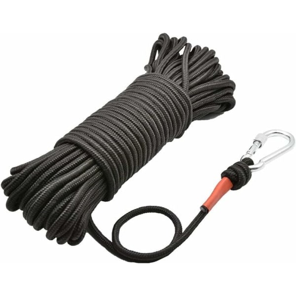 Magnetisk fiskerep med karbinhake, 10m universal av höghållfast nylon och slitstarkt rep, starkt rep med säkerhetsspänne, 4 mm diameter