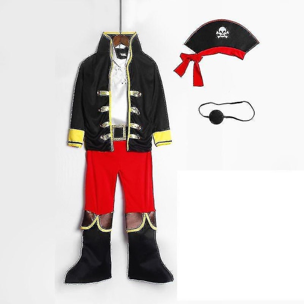 Children Pirates Of The Caribbean kostyme for rollespill Barnas dag kostyme for Halloween Cosplay (M 120-130, svart)