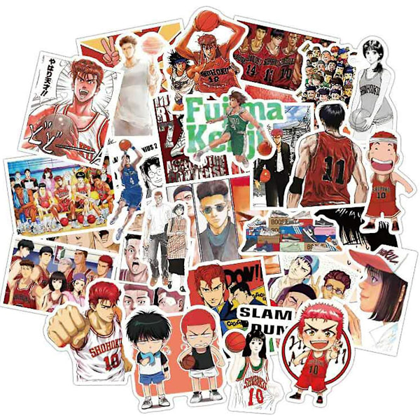 Slam Dunk Anime Stickerpak med 50 stk. - Vandtætte og holdbare stickers med klassiske japanske anime-motiver til vandflasker, computere, bærbare computere, DIY-dekorationer