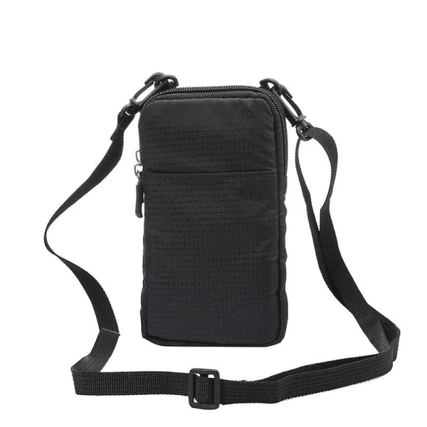 (svart) läder phone case, Messenger Wallet Mobiltelefon cover