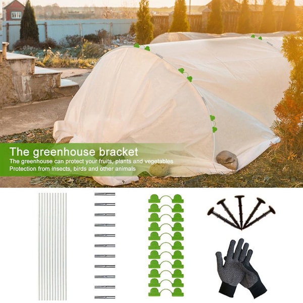 Drivhuse Havebøjler DIY Grow Tunnel Kit med konnektorer Handsker Rustfri glasfiberstøtteramme til hævede DBeds (bundt 1)