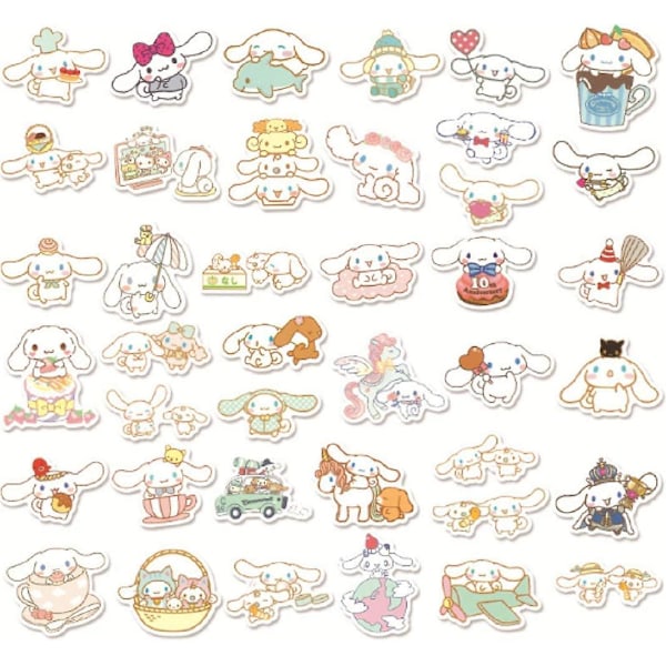 40 kpl söpöjä Kawaii Cinnamoroll Sanrio -tarroja | Anime-vinyyli-PVC-vesitiiviit tarrat kannettavalle tietokoneelle, rullalautaan, muistikirjaan, kirjaan, vesipulloihin - Esteettinen