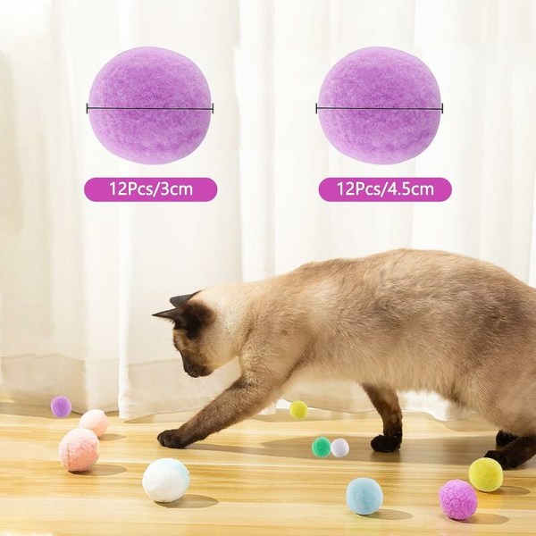 12 st Cat Ball Plysch kattleksaker, högkvalitativa mjuka pompoms för katter, interaktiva kattleksaker, tuggresistent husdjursboll för att bita, distrahera och tugga